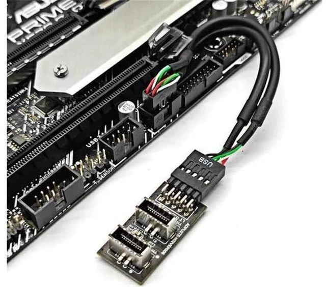 Main image of Motherboard USB 2.0 9Pin Header to Dual USB 3.2 Type-E Key-A Front Panel Splitter Cable, 6 Inch Internal Extension Adapter, 9Pin Header to 2 USB 3.2 Type-E Motherboard Connectors