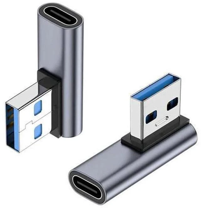 Main image of 2-Pack 90° Left & Right Angled USB-C Female to USB A Male OTG Adapter, USB 2.0 Elbow Converter for Charging & Data Sync, Compatible with iPhone, iWatch, AirPods, iPad, Android Phones & Tablets