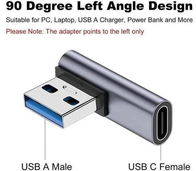 Alt view image 4 of 6 - 2-Pack 90° Left & Right Angled USB-C Female to USB A Male OTG Adapter, USB 2.0 Elbow Converter for Charging & Data Sync, Compatible with iPhone, iWatch, AirPods, iPad, Android Phones & Tablets