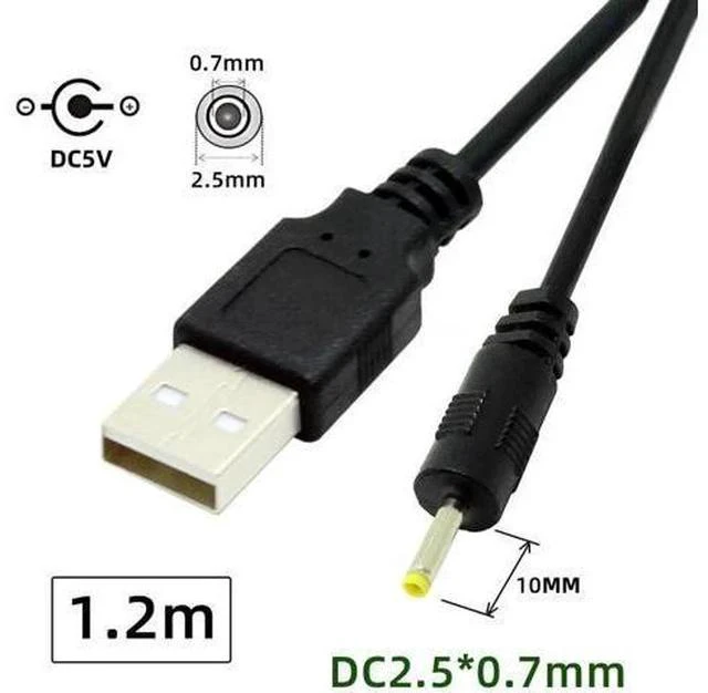 Alt view image 3 of 7 - 120CM Straight USB2.0 A Male to 2.5×0.7mm DC Barrel Power Cable, 5V Charging Cord
