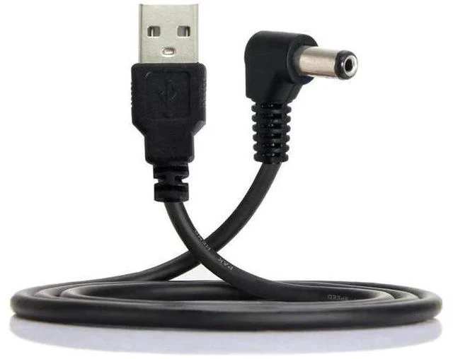 Main image of 120CM Right-Angled USB2.0 A Male to 5.5×1.5mm DC Barrel Power Cable, 90 Degree 5V Charging Cord