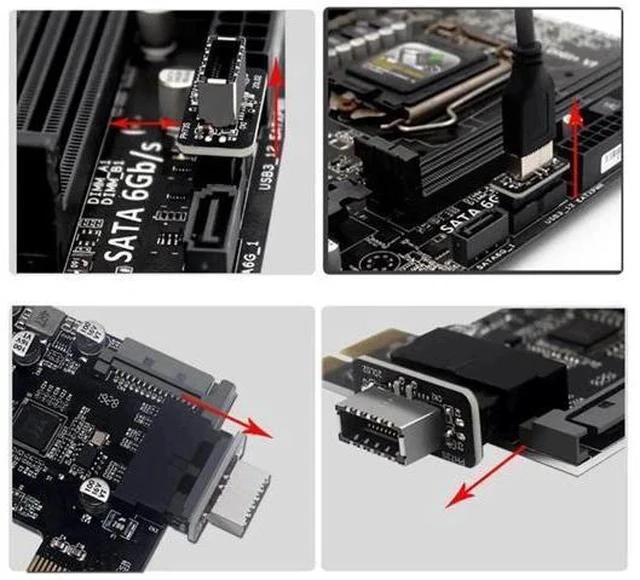 Alt view image 2 of 6 - Overmold USB 3.1 Key-A Type-E Front Panel Socket to USB 3.0 20Pin Motherboard Header Male Extension Adapter, Internal Type-E Converter for PC Chassis Front USB-C Port Expansion