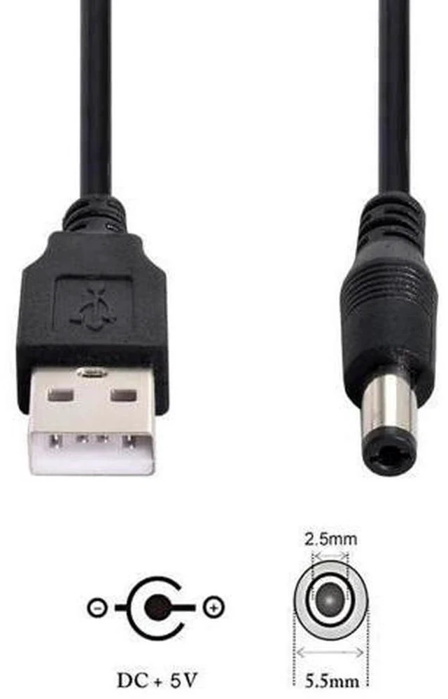 Alt view image 6 of 6 - 100cm USB2.0 A Male to DC 5.5×2.5mm Straight Barrel Power Cable | 5V DC Charging Cord