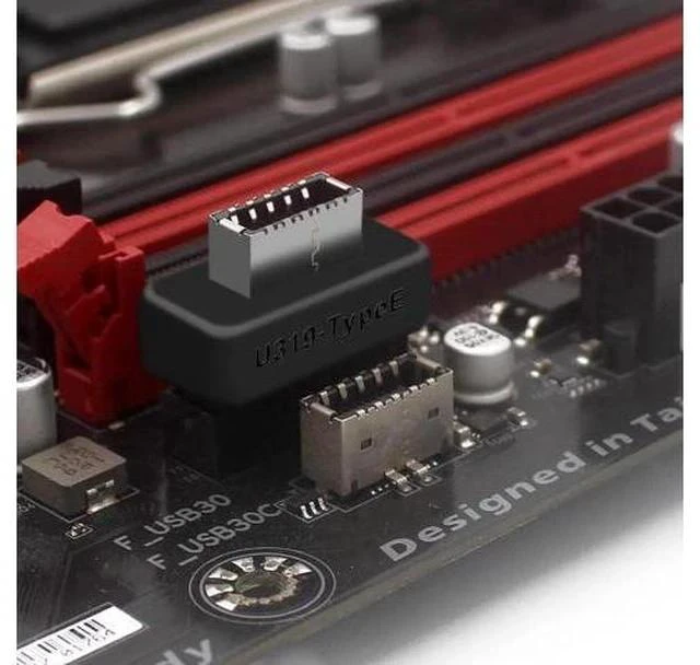 Alt view image 5 of 6 - Overmold USB 3.1 Key-A Type-E Front Panel Socket to USB 3.0 20Pin Motherboard Header Male Extension Adapter, Internal Type-E Converter for PC Chassis Front USB-C Port Expansion