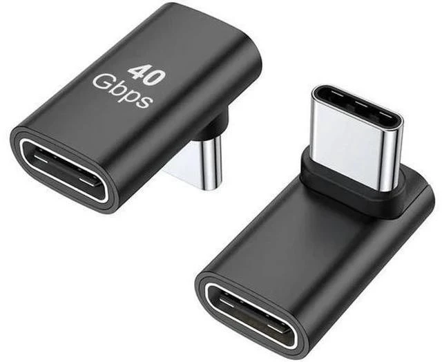 Main image of Black 2 Pack 90 Degree Right Angle USB-C Male to Female Extension Adapter, 100W PD Fast Charging Type-C Elbow Extender for Steam Deck, ROG Ally, Switch, Laptops, Tablets & Smartphones