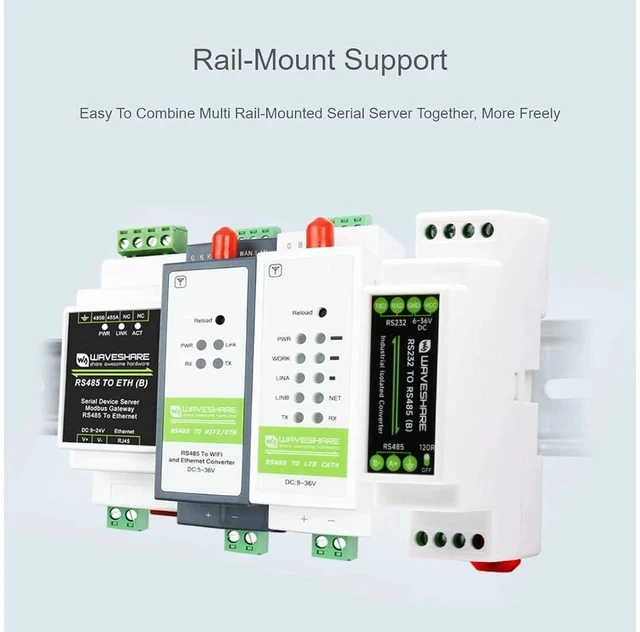 Alt view image 3 of 7 - RS232 to RS485 Converter Adapter (B), Rail-Mount Active Digital Isolator Serial Converter,Serial Port Conversion for Industrial, Agricultural, IoT,600W Lightningproof & Anti-Surge