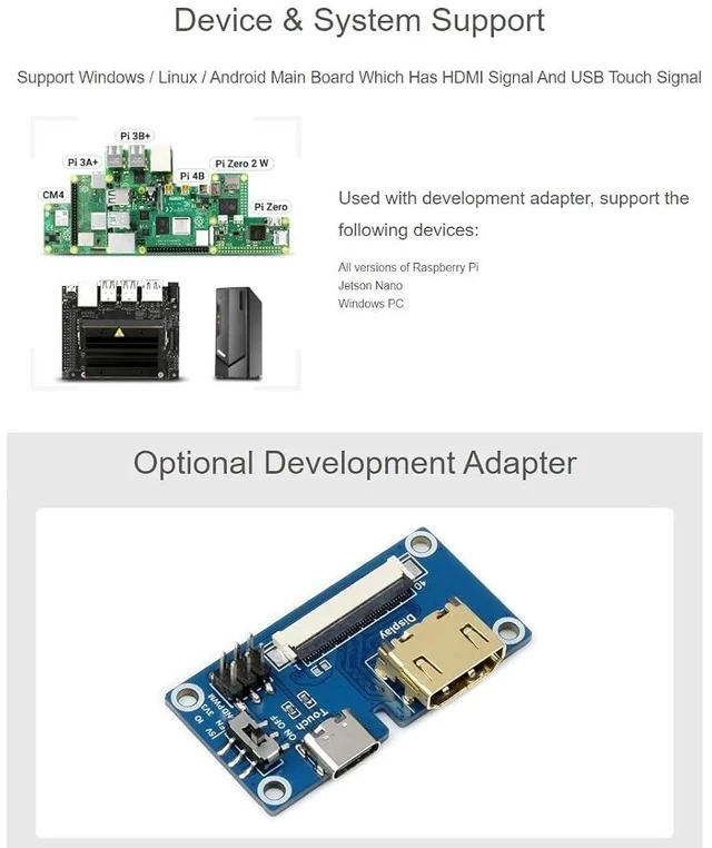 Alt view image 6 of 7 - 1024 × 600 7inch QLED Quantum Dot Display Integrated Thin and Light Touch Screen for Raspberry Pi,Jetson Nano,Windows PC,Support Windows/Linux/Android System,170° Wide Viewing Angle