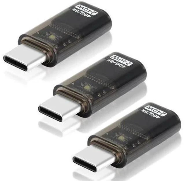 Main image of 3 Pack 40Gbps USB C Male to Female Extender Adapter, 240W PD Fast Charging Type-C Extension Converter with LED Indicator, Support Audio & Video for Laptops, Tablets & Phones