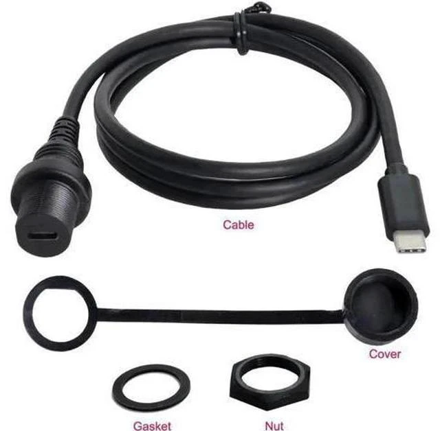 Main image of Waterproof Dustproof USB 3.1 Type-C Flush Mount Extension Cable, Car Dashboard Panel Embedded Installation