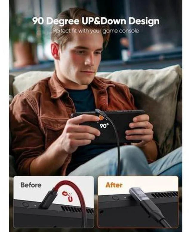 Alt view image 5 of 7 - 90 Degree Up Angle USB C Male to Female Adapter, 40Gbps 240W Right Angle Type C Connector Compatible with Steam Deck, ROG Ally, Switch, Laptop, Tablet, Phone