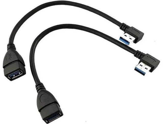 Main image of 2-Pack 90° Left & Right Angled USB 3.0 Extension Cable 15CM, SuperSpeed USB3.0 Male to Female Elbow Extender Cord