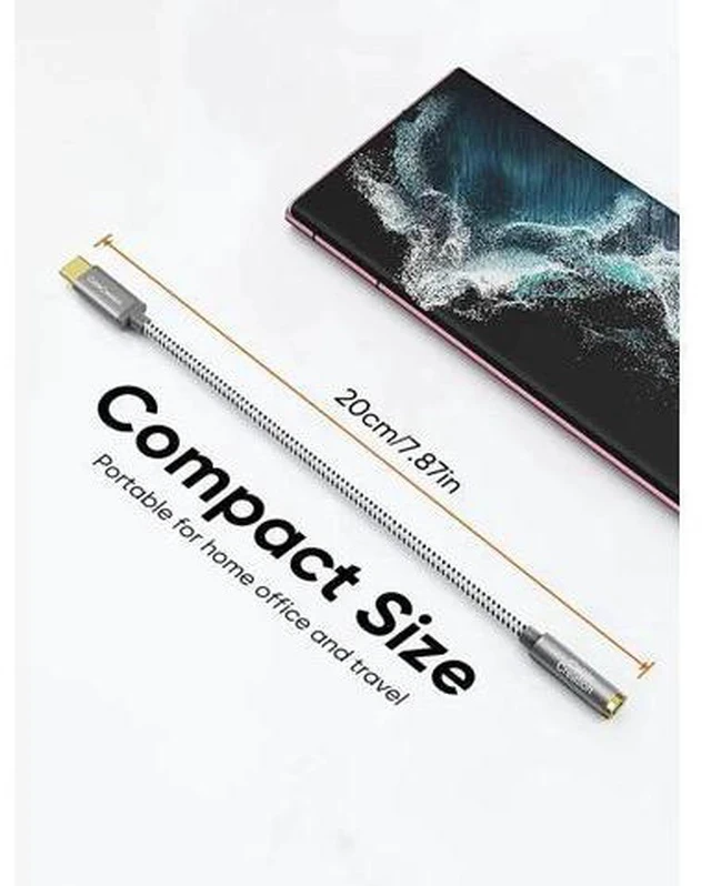 Alt view image 4 of 7 - 0.33FT USB C to 3.5mm Audio Adapter with Built-in 24Bit/96kHz HiFi DAC, Type-C Aux Headphone Dongle Compatible with iPhone 15/16 Series Galaxy S24 S23 Ultra Pixel 9 iPad