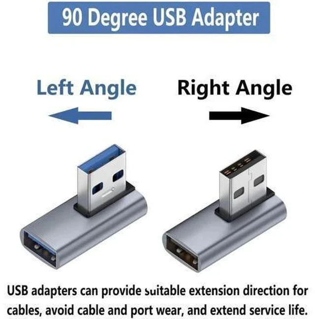 Alt view image 2 of 5 - 90 Degree Right Angle USB 3.1 Adapter, USB A Male to Female Left & Right Elbow Connector, High Speed USB A Extender for PC, Laptop, USB Charger, Flash Drives & All USB-A Devices