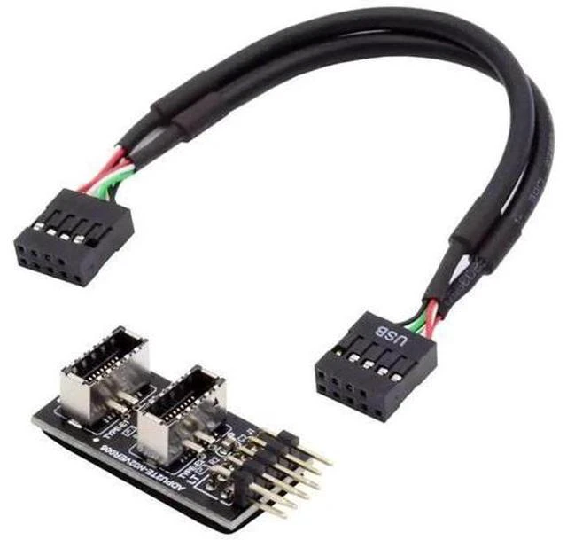 Main image of 20cm Dual Key-A Type-E Front Panel Female to USB2.0 9/10Pin Motherboard Header Male Conversion Cable