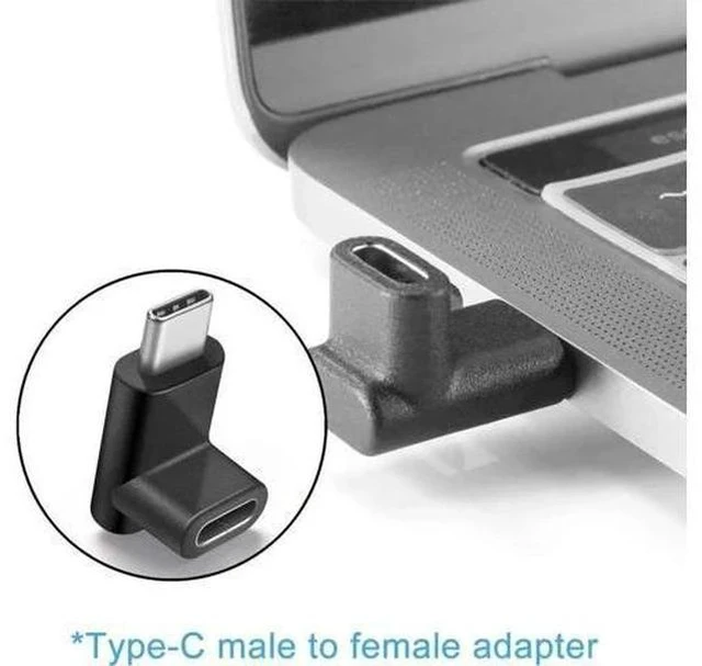 Alt view image 2 of 6 - 2 Pack 90 Degree USB C Adapter, Guamar USB 3.1 Type C Male to Female Angled Connector, Right/Left/Up/Down Elbow Extender for MacBook Pro/Air, Laptop, Tablet, Android Phone