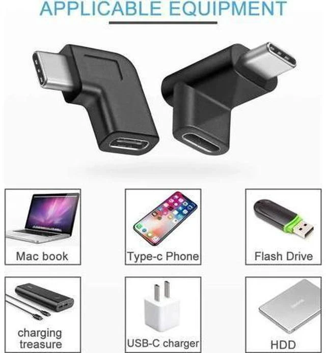 Alt view image 3 of 6 - 2 Pack 90 Degree USB C Adapter, Guamar USB 3.1 Type C Male to Female Angled Connector, Right/Left/Up/Down Elbow Extender for MacBook Pro/Air, Laptop, Tablet, Android Phone