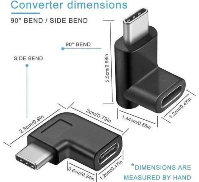 Alt view image 4 of 6 - 2 Pack 90 Degree USB C Adapter, Guamar USB 3.1 Type C Male to Female Angled Connector, Right/Left/Up/Down Elbow Extender for MacBook Pro/Air, Laptop, Tablet, Android Phone