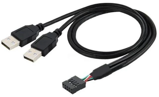 Main image of 0.5M USB2.0 9/10Pin Header 1 Male to Dual USB2.0 Male Y-Splitter Internal Extension Cable