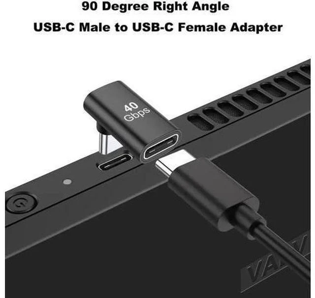 Alt view image 4 of 6 - Black 2 Pack 90 Degree Right Angle USB-C Male to Female Extension Adapter, 100W PD Fast Charging Type-C Elbow Extender for Steam Deck, ROG Ally, Switch, Laptops, Tablets & Smartphones