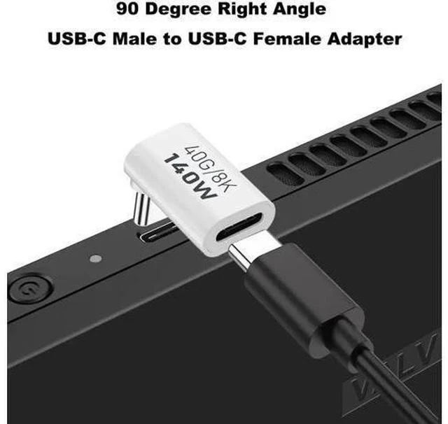 Alt view image 4 of 6 - White 2 Pack 90 Degree Right Angle USB-C Male to Female Extension Adapter, 140W PD Fast Charging Type-C Elbow Extender Compatible with Steam Deck, ROG Ally, Switch, Laptops, Tablets & Smartphones