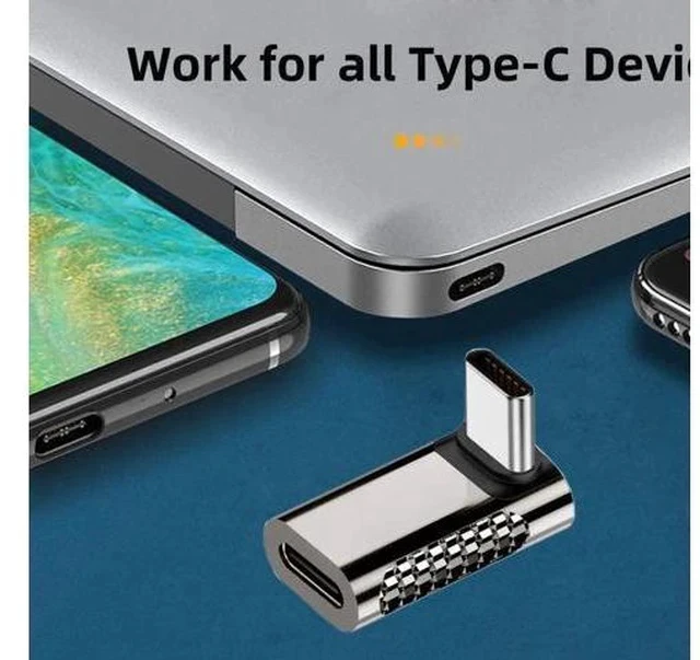 Alt view image 7 of 7 - Up/Down 90 Degree USB4 Type C Male to Female Adapter, 20Gbps Data Transfer 100W PD Charging 8K Video Output Elbow Converter Compatible with All USB4, Thunderbolt 3/4, USB-C Laptops & Handheld Game Con