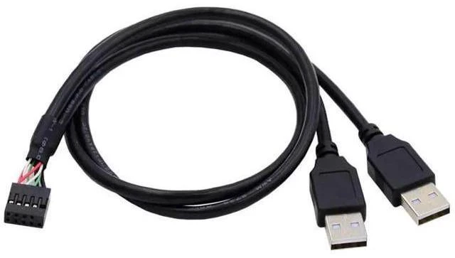 Alt view image 4 of 7 - 0.5M USB2.0 9/10Pin Header 1 Male to Dual USB2.0 Male Y-Splitter Internal Extension Cable