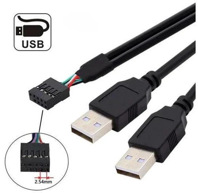 Alt view image 5 of 7 - 0.5M USB2.0 9/10Pin Header 1 Male to Dual USB2.0 Male Y-Splitter Internal Extension Cable