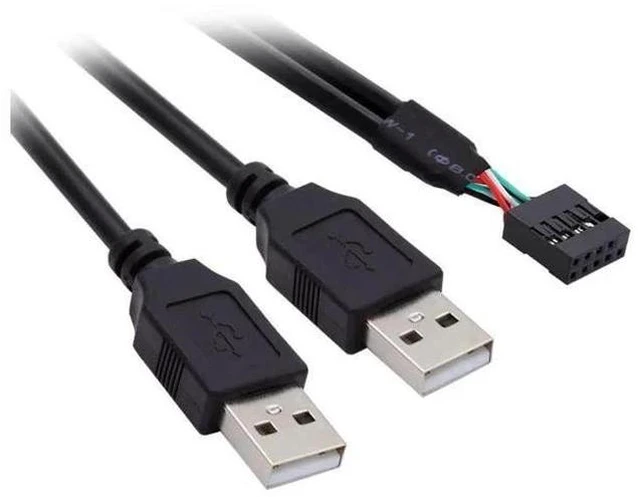 Alt view image 7 of 7 - 0.5M USB2.0 9/10Pin Header 1 Male to Dual USB2.0 Male Y-Splitter Internal Extension Cable