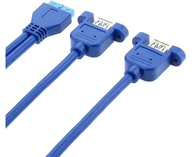 Alt view image 3 of 4 - 1.64FT Internal 20Pin USB3.0 Header to Dual USB3.0 Type-A Female Splitter Cable with Mount Holes & Mounting Screws