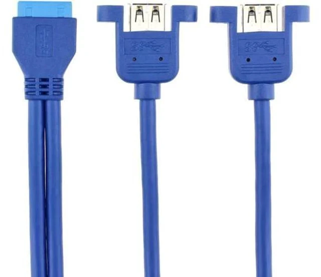 Alt view image 4 of 4 - 1.64FT Internal 20Pin USB3.0 Header to Dual USB3.0 Type-A Female Splitter Cable with Mount Holes & Mounting Screws
