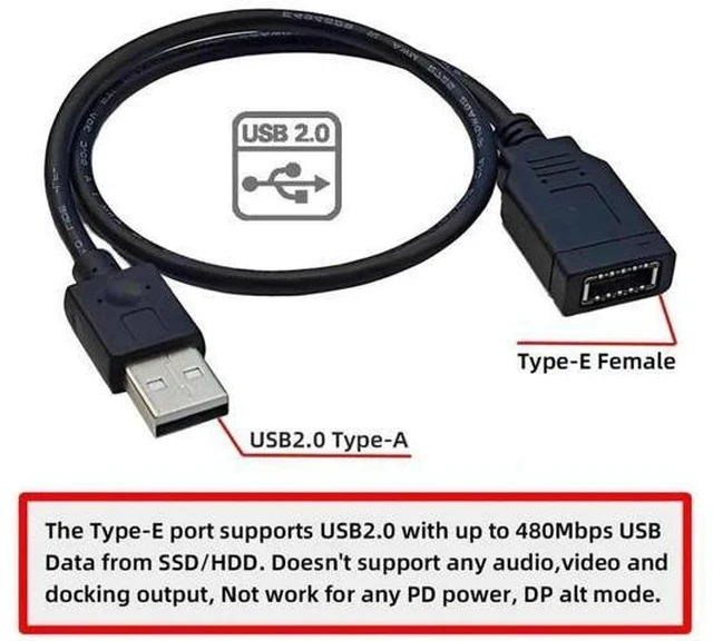 Alt view image 5 of 7 - 0.4M USB2.0 9Pin Mainboard Header Male to KeyA TypeE Front Panel Female Extension Cable