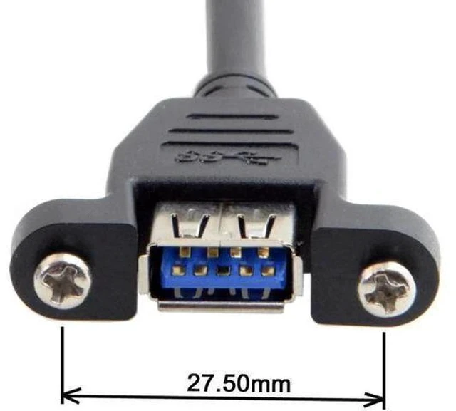 Alt view image 2 of 7 - Single Port Screw Mount USB3.0 A Female to Down 90° 20Pin Motherboard Header Cable