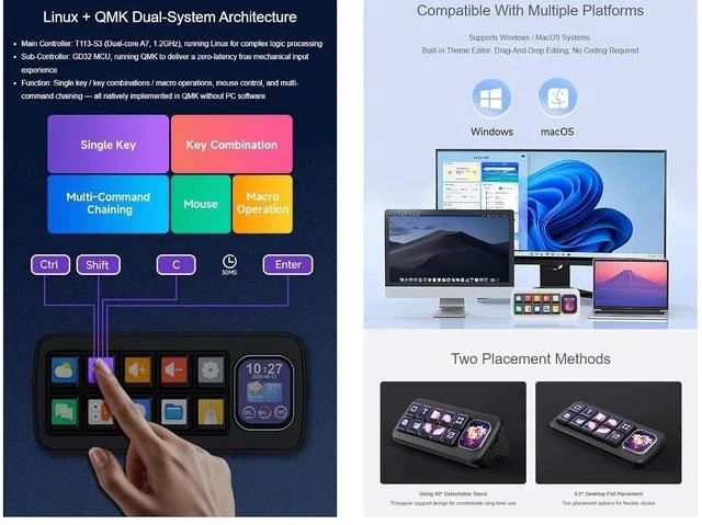Alt view image 2 of 4 - MK10 Multi-Functional AI Voice Control Panel10 × 0.85inch Mechanical LCD Keys with a 2.01inch Secondary Screen,Supports Speech Recognition and AI Speech Interaction (Black)