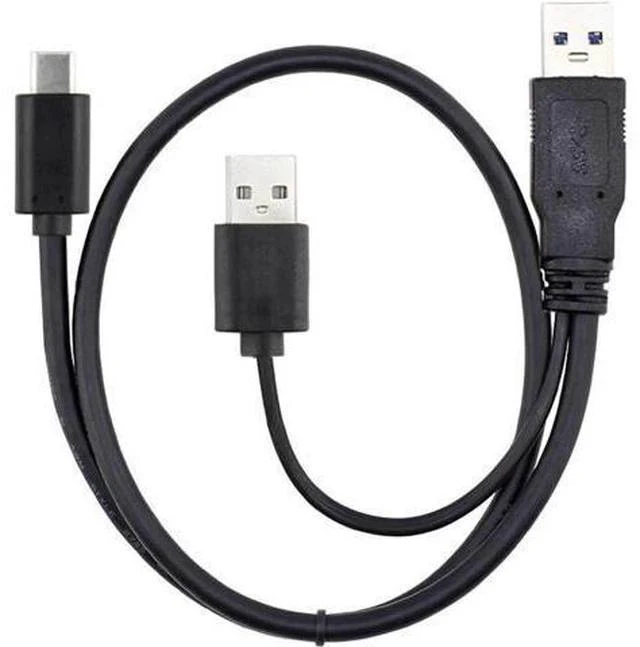 Main image of 60cm Black Dual-Power Y-Split USB3.0+USB2.0 to USBC Cable for Laptops & External Hard Drives