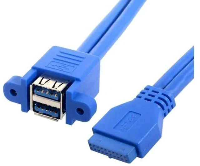 Alt view image 5 of 7 - 0.5M Panel Mount USB3.0 19/20Pin Header Male to Dual USB3.0 Female Extension Cable