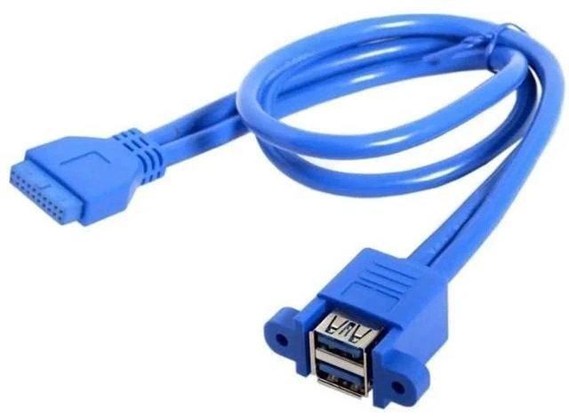 Alt view image 6 of 7 - 0.5M Panel Mount USB3.0 19/20Pin Header Male to Dual USB3.0 Female Extension Cable