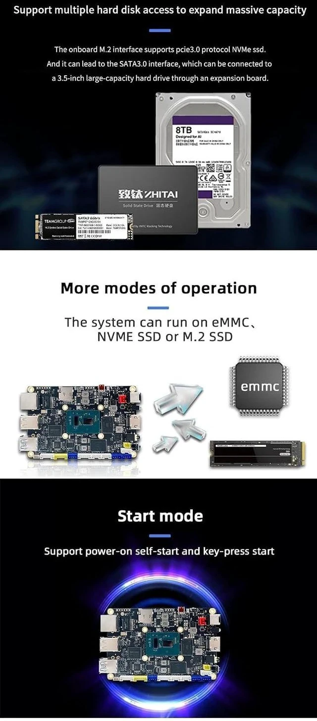 Alt view image 4 of 5 - X1/X1S - N5105 x86 Windows Linux Single Board Computer - Mini PC Dual 4K Media Server-Dual M.2 Slots Support 2280 NVMe mSATA SSD/WiFi 6 Moudle PCIE 3.0,NFC (X1(8GB RAM+128GB eMMC))