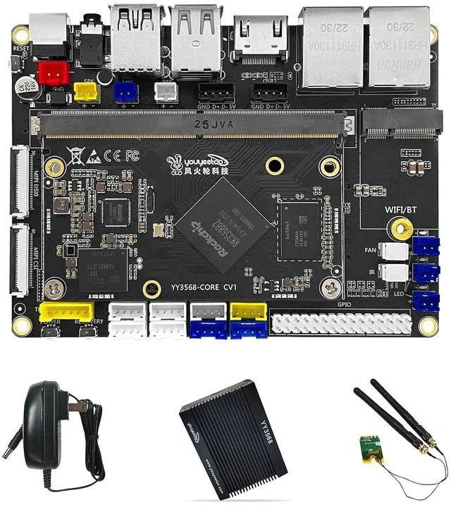 Main image of Dual GbE Low Power Arm Mainboard - YY3568 Basic Rockchip RK3568 - Support SATA 3.0, PCIe 3.0 SSD, USB Host x6 - Up to 4K@60Hz Video Output - AIoT Control/NAS/Single Board Computer (Kit D)