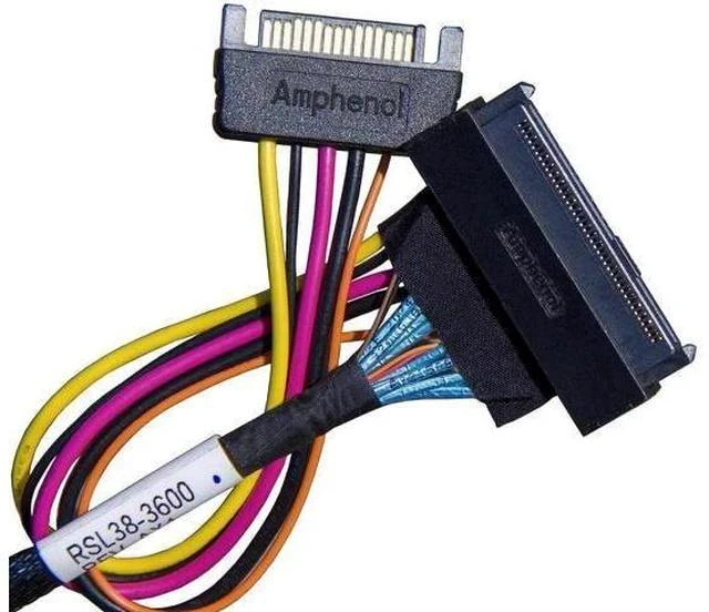 Alt view image 2 of 5 - SFF-8087 Mini SAS 38Pin to 4 SATA SSD Breakout Cable with Power, 100CM SATA III Hard Drive Data & Power Combo Cable