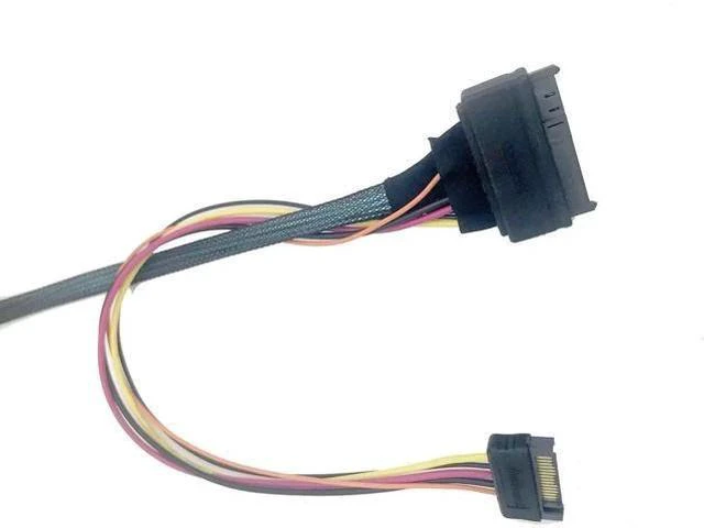 Alt view image 3 of 5 - SFF-8087 Mini SAS 38Pin to 4 SATA SSD Breakout Cable with Power, 100CM SATA III Hard Drive Data & Power Combo Cable