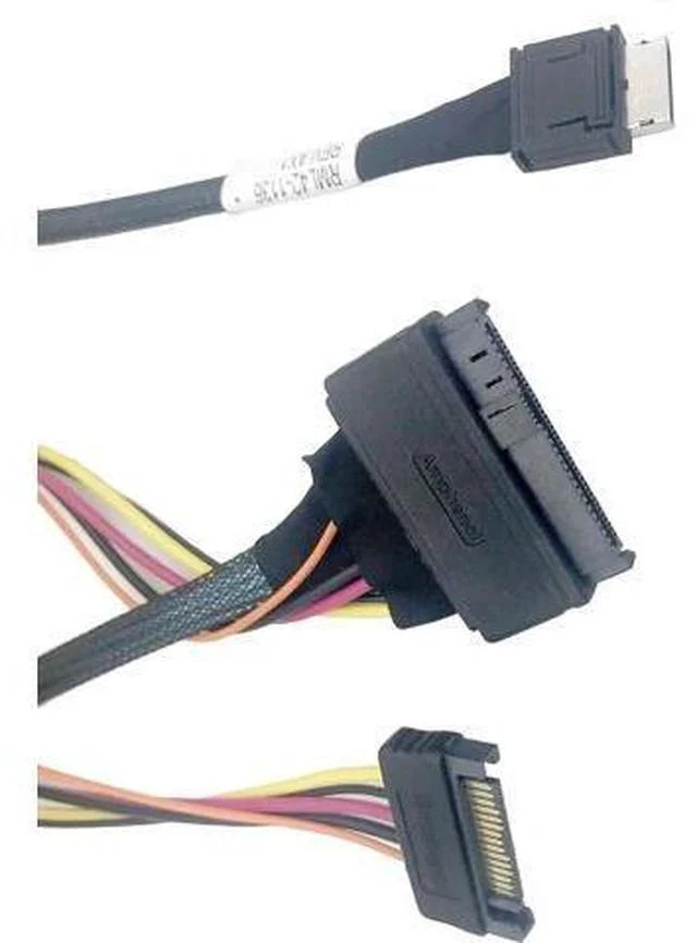 Alt view image 4 of 5 - SFF-8087 Mini SAS 38Pin to 4 SATA SSD Breakout Cable with Power, 100CM SATA III Hard Drive Data & Power Combo Cable