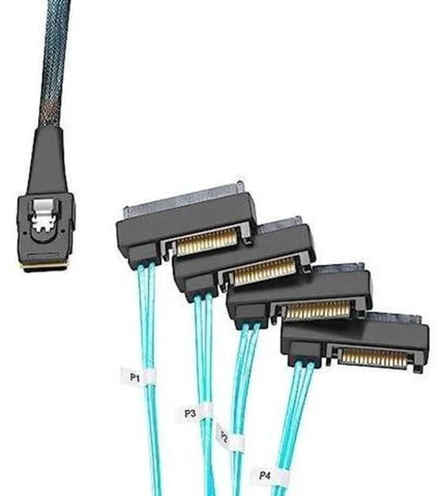 Alt view image 3 of 7 - 2 Pack Mini SAS Cable with SATA Power, Internal SFF-8087 (36Pin) to 4×SFF-8482 (29Pin) Breakout Cord, 3.3FT Server Storage Cable