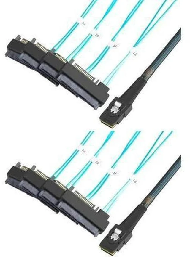 Main image of 2 Pack 3.3FT SFF-8087 to 4×SFF-8482 Internal Mini SAS Cable with SATA Power