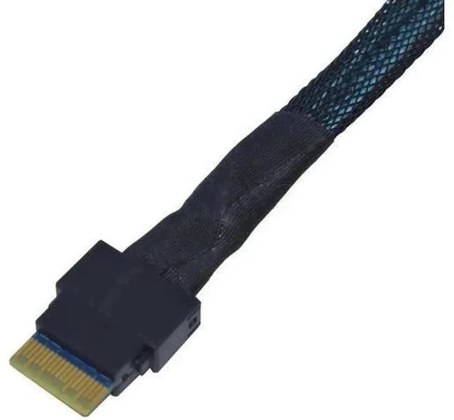 Alt view image 4 of 5 - 50cm 1.6ft PCIe 4.0 SFF-8654 Slim SAS 4i to SFF-8639 U.2 NVMe SSD Cable Adapter with 15Pin SATA Power Supply for Motherboard U2 Storage