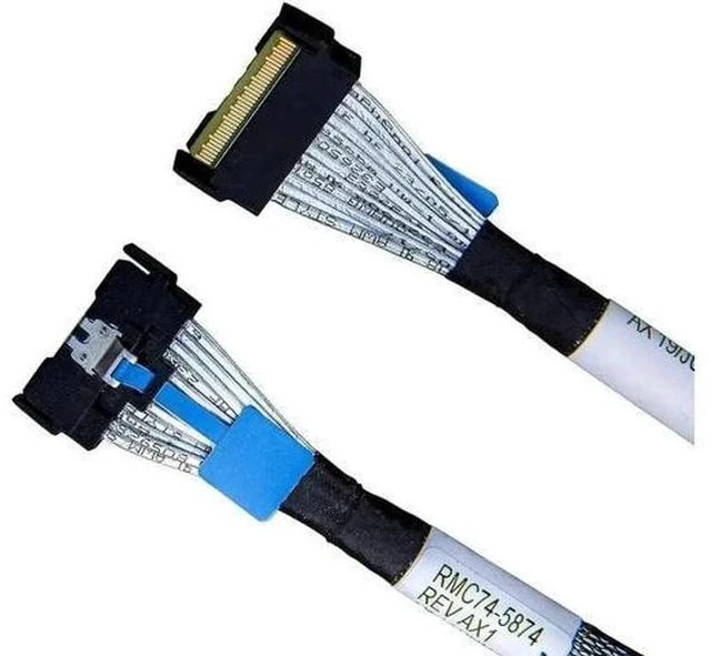 Alt view image 4 of 7 - 80CM PCIe 4.0 MCIO Fanout Cable, SFF-TA-1016 8i 74Pin Mini Cool Edge IO to Dual SFF-8639 U.2 NVMe Storage Cable with Independent Power Supply
