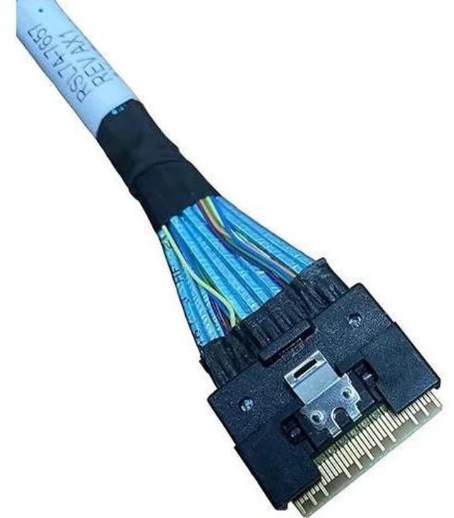 Alt view image 5 of 7 - 80CM PCIe 4.0 MCIO Fanout Cable, SFF-TA-1016 8i 74Pin Mini Cool Edge IO to Dual SFF-8639 U.2 NVMe Storage Cable with Independent Power Supply