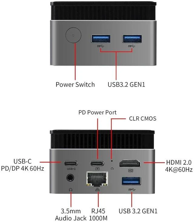 Alt view image 6 of 7 - BY53 Windows 11 Mini Pc, Intel N150(up to 3.6GHz),LPDDR5 12GB RAM, M.2 2242 SSD(Up to 1TB), with HDMI2.0 4K Output, WiFi/BT, Supports One-Click Boot (12GB RAM,256GB SSD)