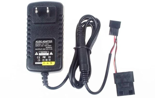 Alt view image 2 of 7 - DC 12V 2A Fan Power Adapter Fan External Power Supply Suitable for D-Port 3-Pin 4-Pin Male Female Connector Cooling Fans