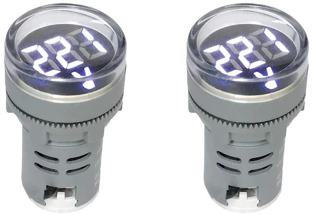 Main image of 80-500V AC Digital Voltmeter 110V 220V 380V Red Green Yellow Blue White LCD Digital Display Small Round Head (Pack of 2) (White)