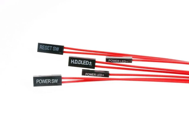 Alt view image 4 of 5 - Motherboard Extension Cable Set 22AWG Silver Plated Cable Gold-plated Plug Power SW POWER LED HDD LED RESET SW Four Kinds Extension for PC DIY (0.5meters , Red)